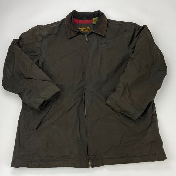 VTG Timberland Weathergear Men's XL Brown Fleece Lined Coat Leather Trim - Picture 1 of 9